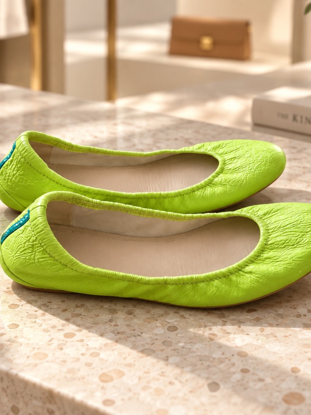 Tieks Women’s Neon Green Ballet Flats